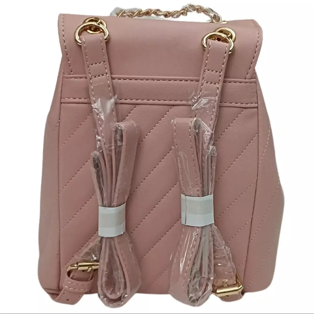 bebe Blush Pink Quilted Chain-Accent Backpack